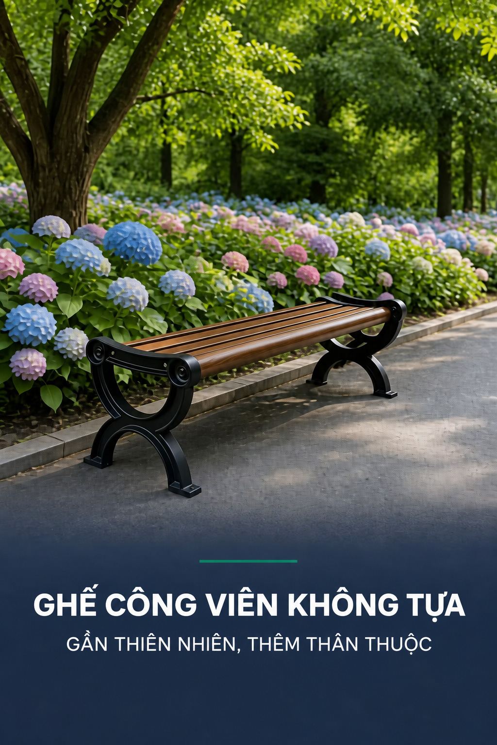 ghe-cong-vien-khong-tua-nan-composite-gia-go-gev-cv-106c-04 Ghế công viên không tựa GEV-CV-106-C đặt cạnh bồn hoa