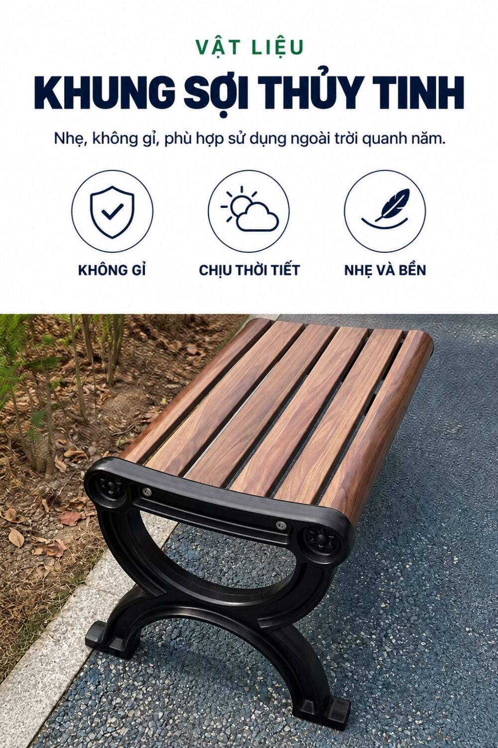 Chân ghế composite sợi thủy tinh GEV-CV-106-C không gỉ, nhẹ, chịu thời tiết